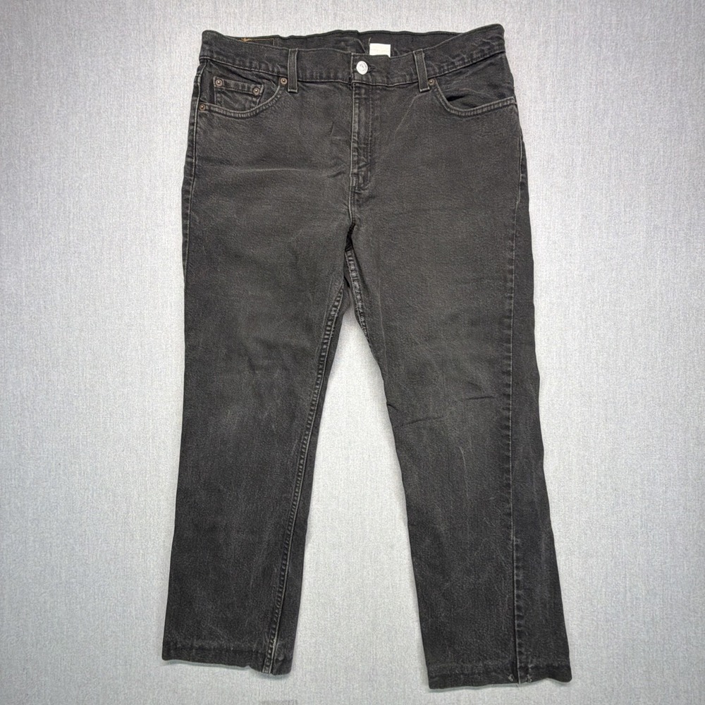 VTG Levi's 505 Black Straight‎ Jeans Mens 34x27 Made in USA Distressed